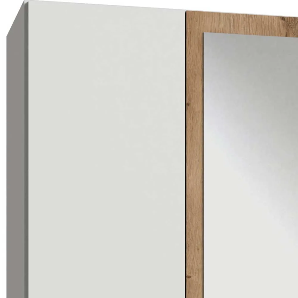 Wohnen Kleiderschränke|Schränke<Weißer Kleiderschrank mit Plankeneiche 225 cm breit - Leela