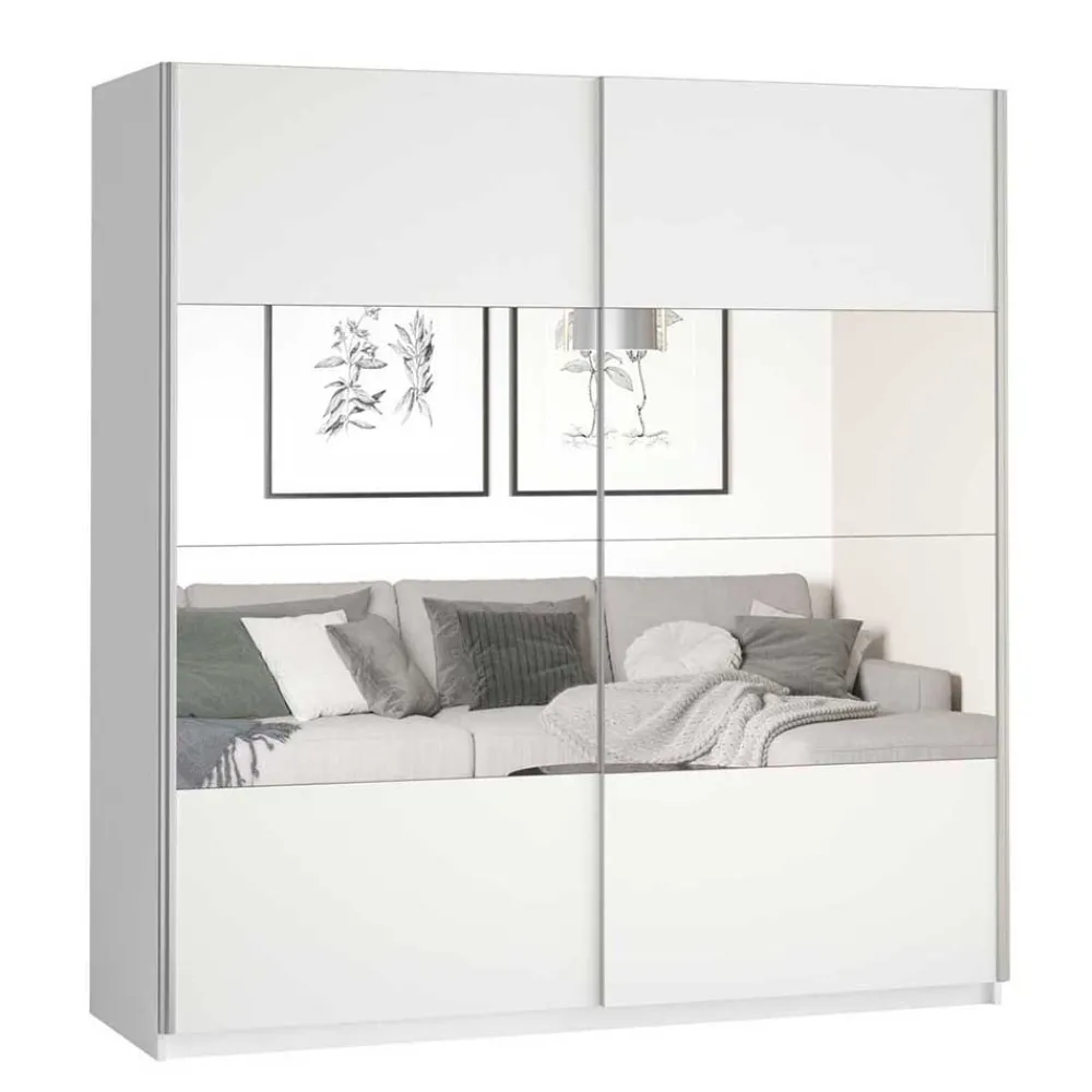 Wohnen Kleiderschränke<Weißer Kleiderschrank mit Spiegel - Juleste
