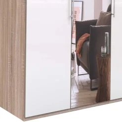 Wohnen Kleiderschränke|Schränke<Weißer Kleiderschrank mit Spiegel mittig - Bosays