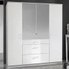 Wohnen Kleiderschränke<Weißer Kleiderschrank mit Spiegel - 179x199x58 cm - Venture