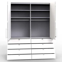 Wohnen Kleiderschränke<Weißer Kombi-Kleiderschrank mit acht Schubladen - Donpiave