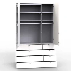 Wohnen Kleiderschränke|Schränke<Weißer Kombi-Kleiderschrank mit Gleittür - Donpiave