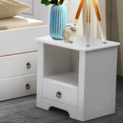 Wohnen Kommoden<Weißer Nachttisch mit großem Fach - Velriva