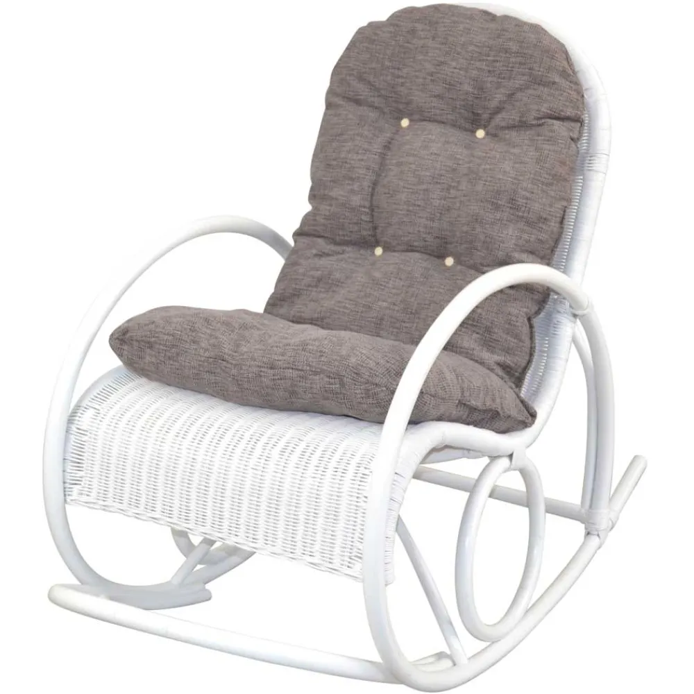 Wohnen Sessel|Stühle<Weißer Schaukelstuhl aus Rattangeflecht - Vilatata