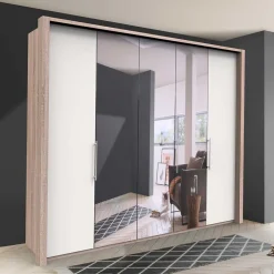 Wohnen Kleiderschränke|Schränke<Weißer Schlafzimmer-Schrank mit Spiegeln - Vaclyn