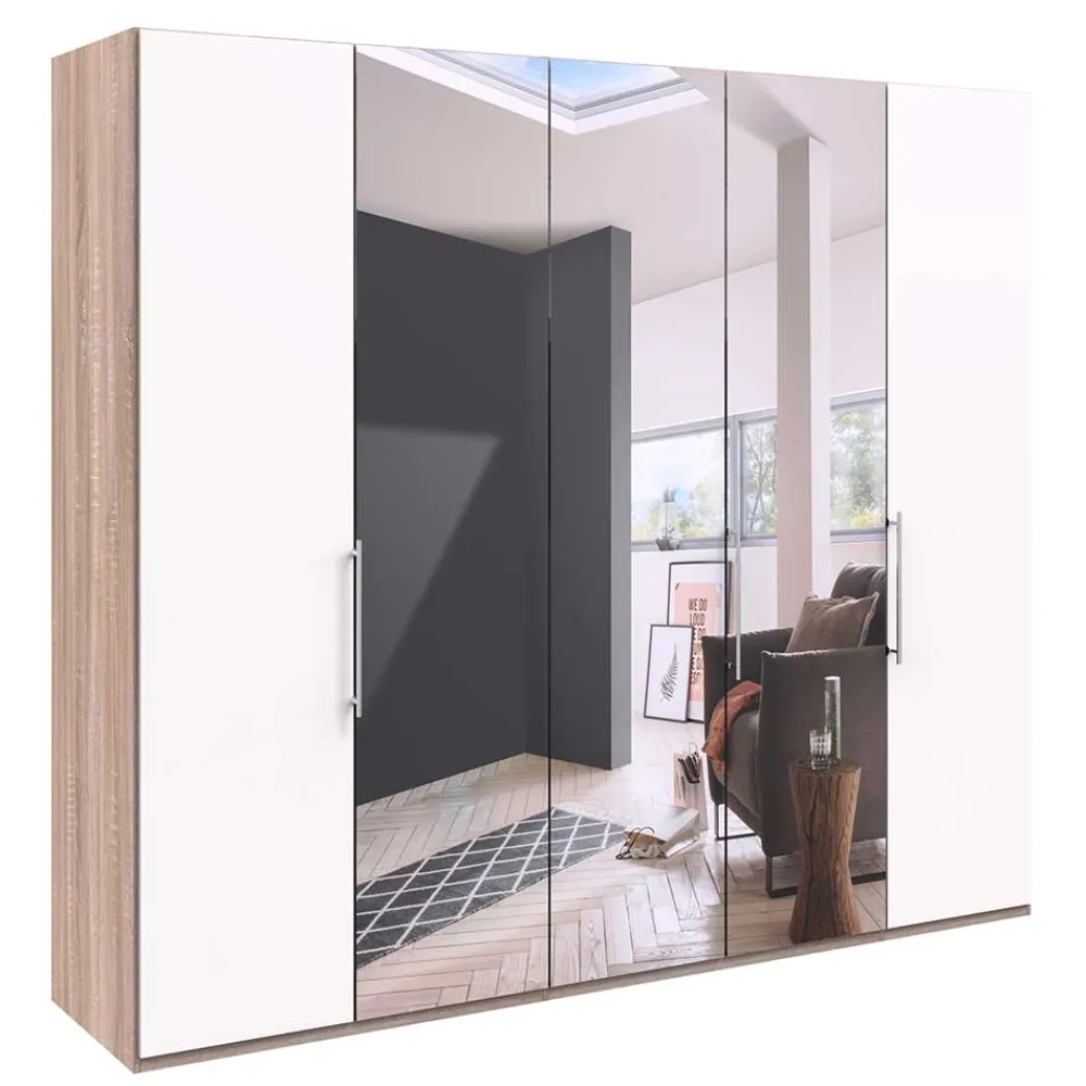 Wohnen Kleiderschränke|Schränke<Weißer Schlafzimmer-Schrank mit Spiegeln - Vaclyn