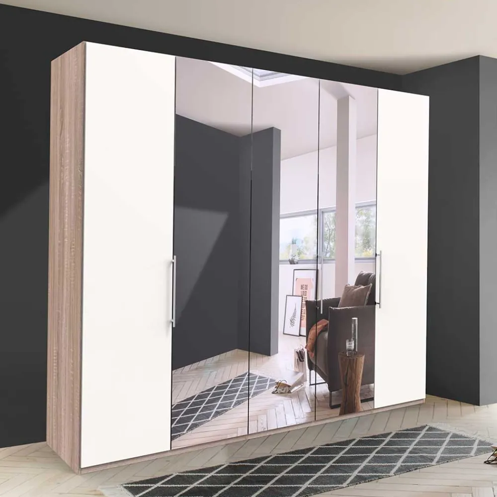 Wohnen Kleiderschränke|Schränke<Weißer Schlafzimmer-Schrank mit Spiegeln - Vaclyn