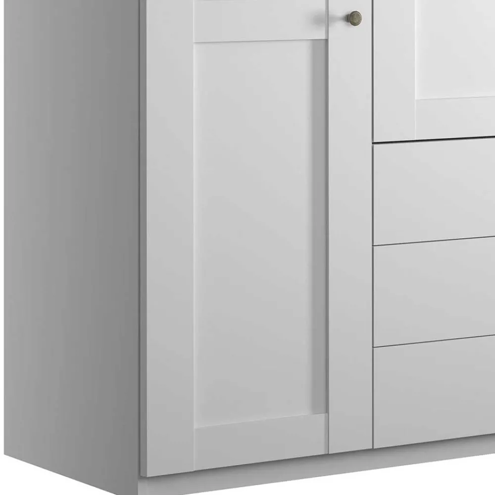 Wohnen Kleiderschränke<Weißer Schlafzimmerschrank 4-türig & 3 Schubladen - Flinn I