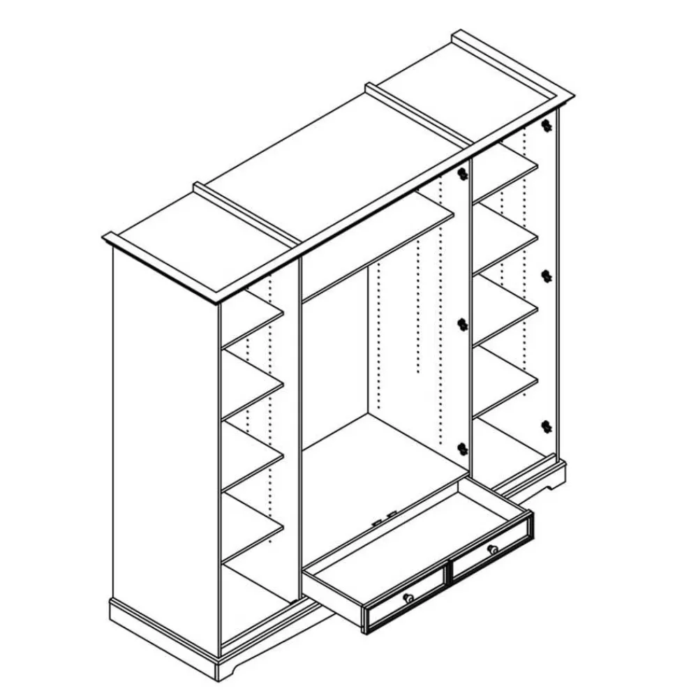 Wohnen Kleiderschränke|Schränke<Weißer Schlafzimmerschrank im Landhausstil - Indico