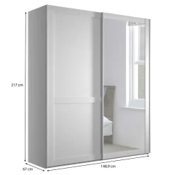 Wohnen Kleiderschränke|Schränke<Weißer Schwebetüren-Schrank mit Spiegel - Flinn