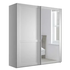 Wohnen Kleiderschränke|Schränke<Weißer Schwebetüren-Schrank mit Spiegel - Flinn