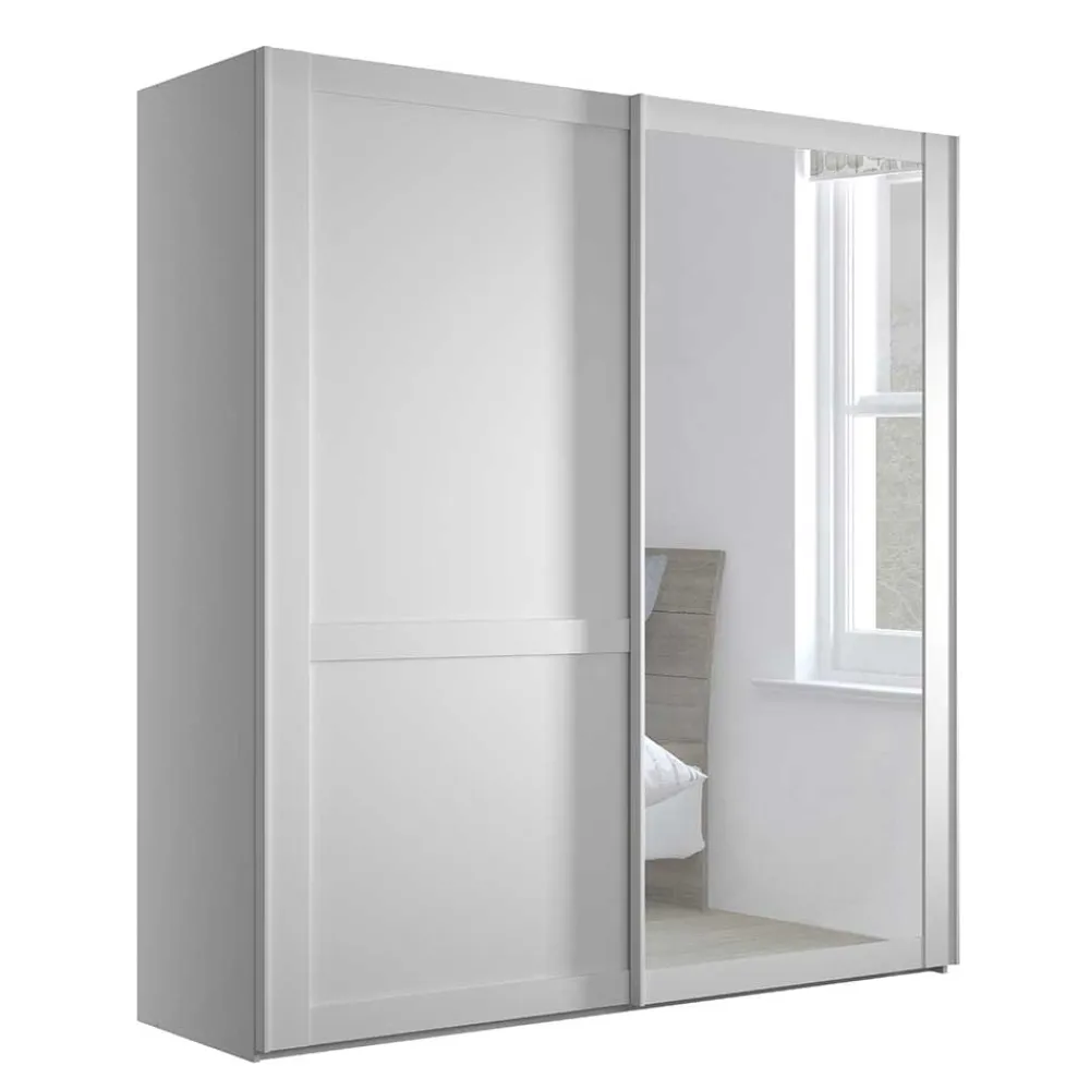 Wohnen Kleiderschränke|Schränke<Weißer Schwebetüren-Schrank mit Spiegel - Flinn