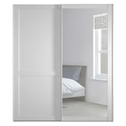 Wohnen Kleiderschränke|Schränke<Weißer Schwebetüren-Schrank mit Spiegel - Flinn