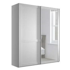 Wohnen Kleiderschränke|Schränke<Weißer Schwebetüren-Schrank mit Spiegel - Flinn