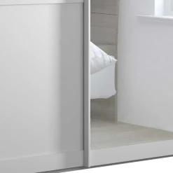 Wohnen Kleiderschränke|Schränke<Weißer Schwebetüren-Schrank mit Spiegel - Flinn