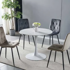 Wohnen Tische<Weißer Sinterstein Tisch mit Trompetenfuß - Glamour