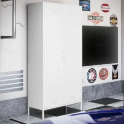 Wohnen Vitrinen<Weißer Universalschrank aus Metall - Elyett