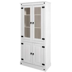 Wohnen Vitrinen<Weißer Vitrinenschrank aus Kiefer - Sergio