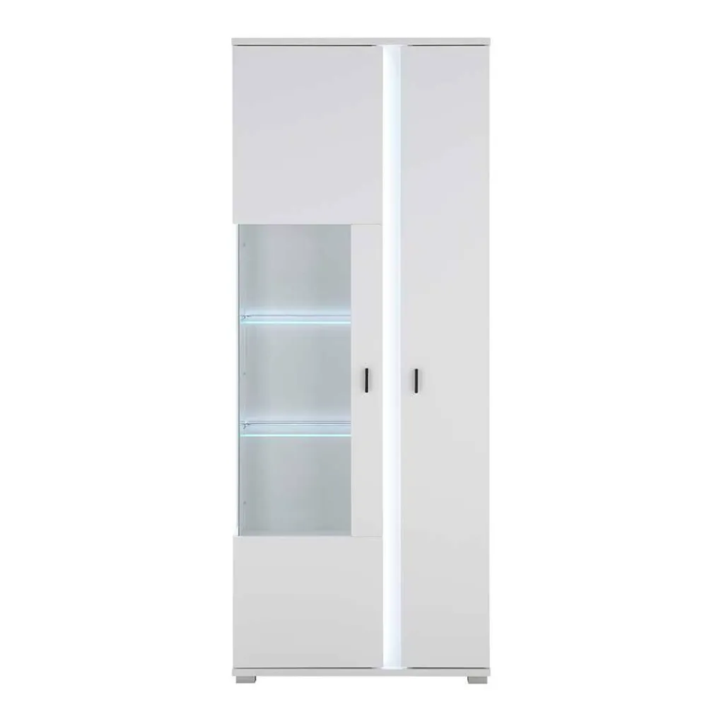 Wohnen Vitrinen<Weißer Vitrinenschrank mit LED Beleuchtung - Tirol