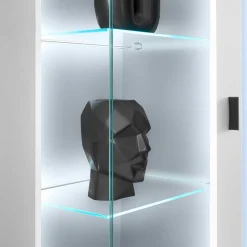 Wohnen Vitrinen<Weißer Vitrinenschrank mit LED Beleuchtung - Tirol