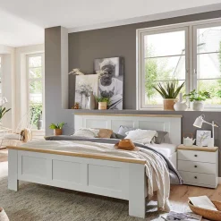 Wohnen Betten<Weißes Bett im Country Style mit Absetzung - Ignacio