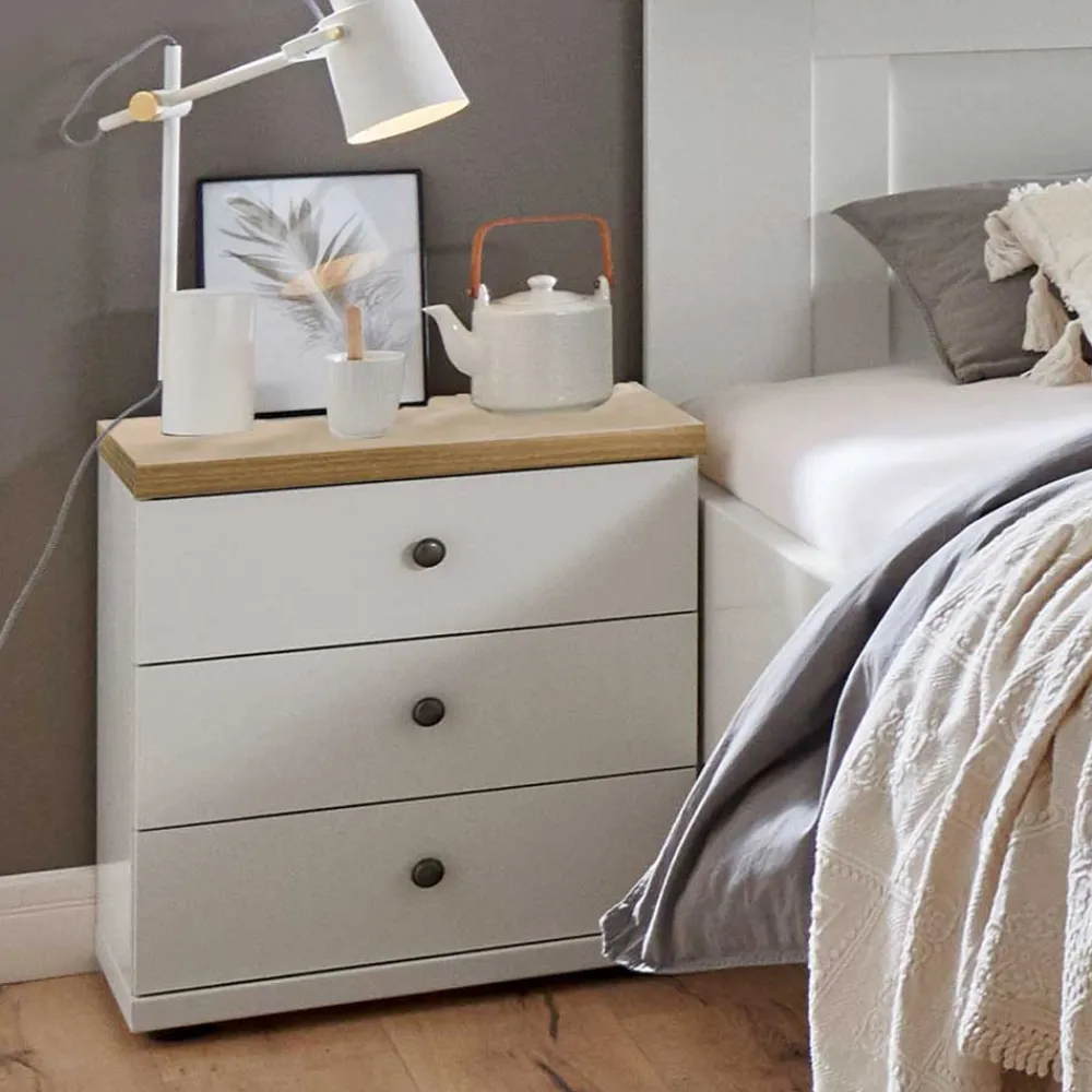 Wohnen Betten<Weißes Bett im Country Style mit Absetzung - Ignacio