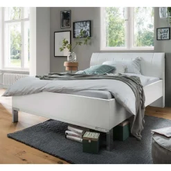 Wohnen Betten<Weißes Bett mit Kunstleder-Kopfteil - Rocca