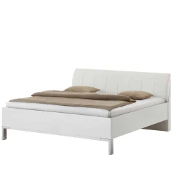 Wohnen Betten<Weißes Bett mit Kunstleder-Kopfteil - Rocca