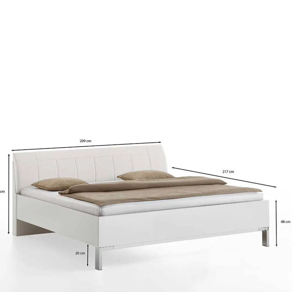 Wohnen Betten<Weißes Bett mit Kunstleder-Kopfteil - Rocca
