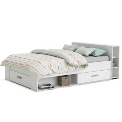 Wohnen Betten<Weißes Bett 160x200 cm mit Stauraum - Monja