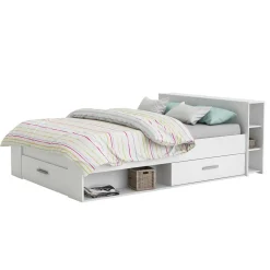 Wohnen Betten<Weißes Bett 160x200 cm mit Stauraum - Monja