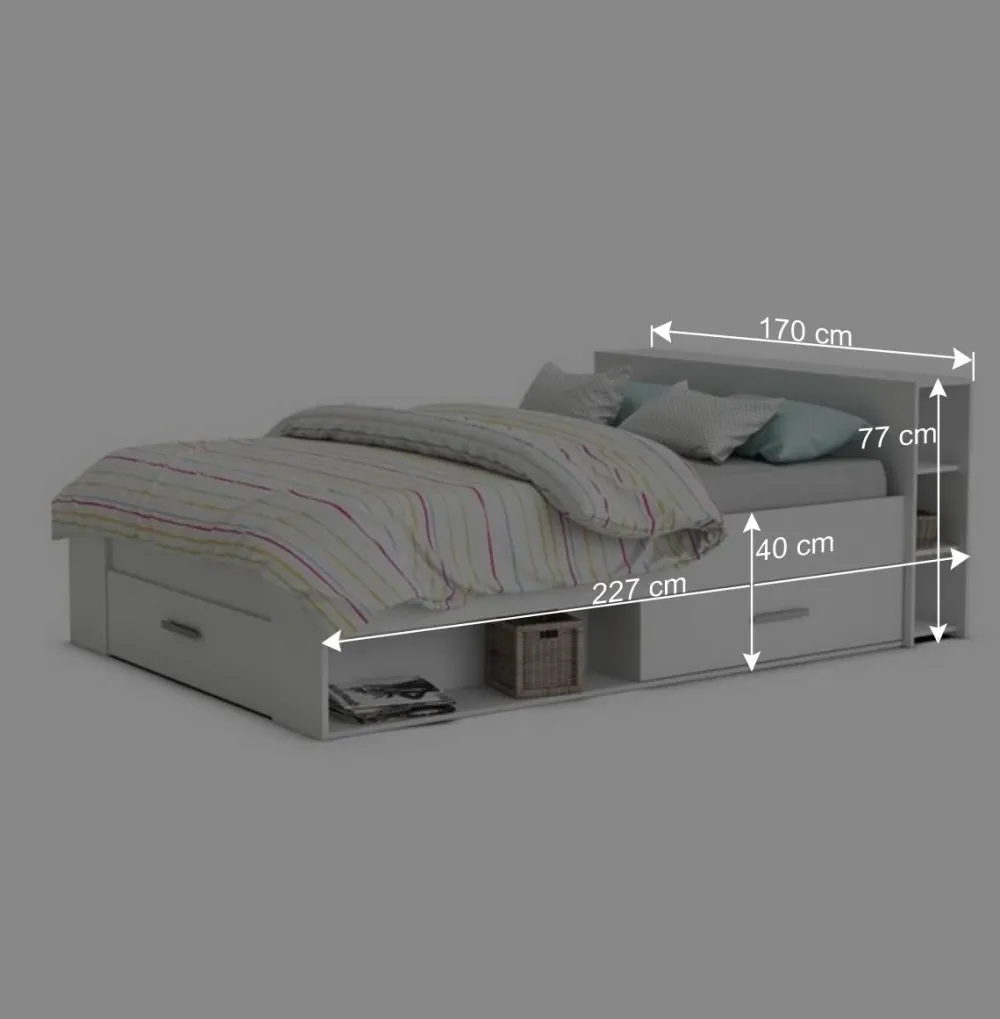 Wohnen Betten<Weißes Bett 160x200 cm mit Stauraum - Monja