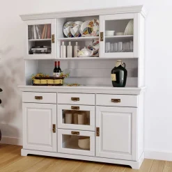 Wohnen Schränke<Weißes Buffet Schrank aus Kiefer massiv - Akbelev