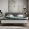Wohnen Betten<Weißes Designbett mit Stoff-Kopfteil - Fanos