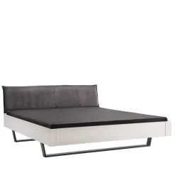 Wohnen Betten<Weißes Designbett mit Stoff-Kopfteil - Fanos