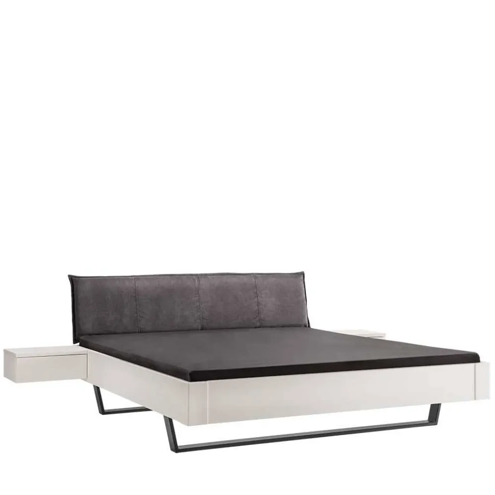Wohnen Betten<Weißes Designbett mit Stoff-Kopfteil - Fanos