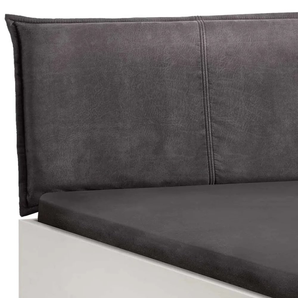 Wohnen Betten<Weißes Designbett mit Stoff-Kopfteil - Fanos