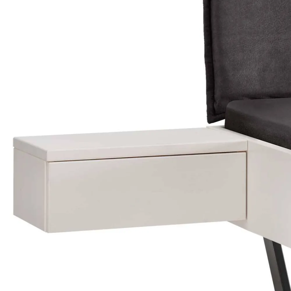 Wohnen Betten<Weißes Designbett mit Stoff-Kopfteil - Fanos