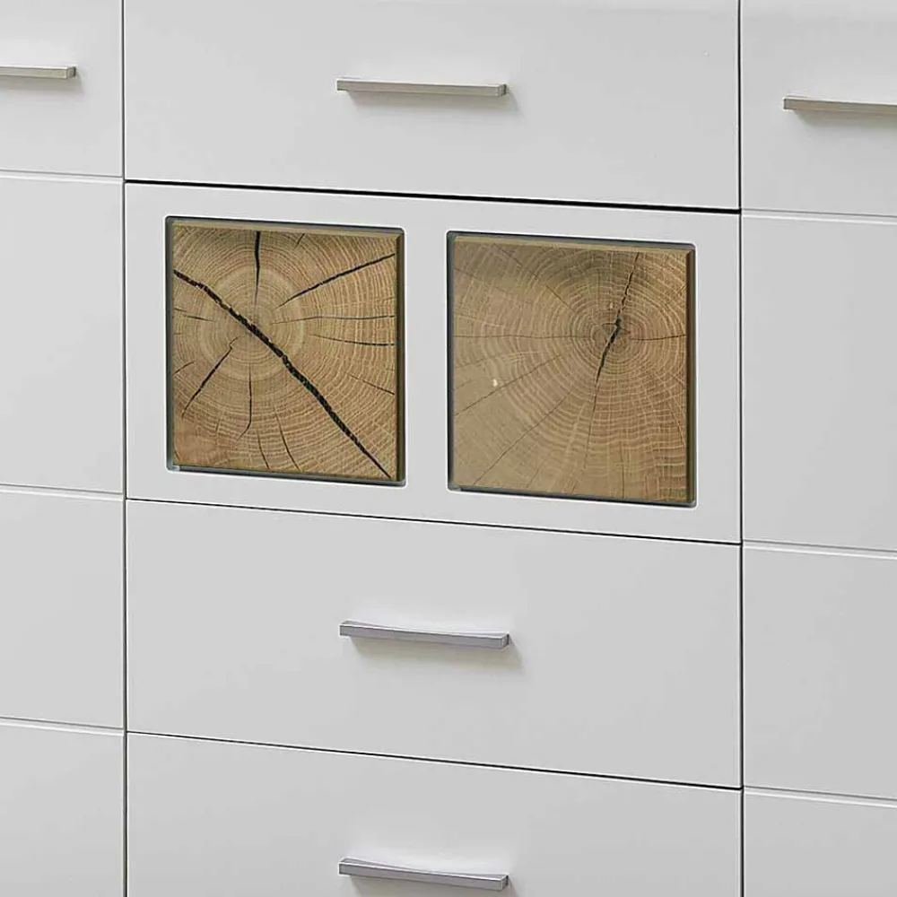 Wohnen Sideboards<Weißes Design-Sideboard mit Glas & LED - Lisepio