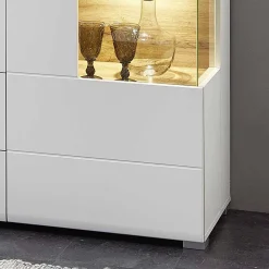 Wohnen Sideboards<Weißes Design-Sideboard mit Glas & LED - Lisepio