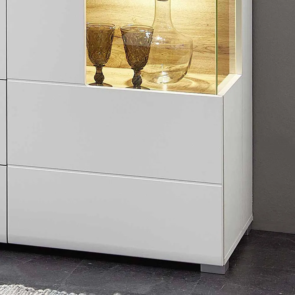 Wohnen Sideboards<Weißes Design-Sideboard mit Glas & LED - Lisepio