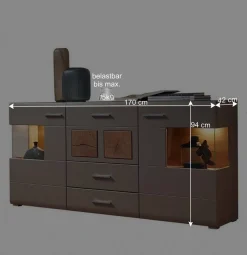 Wohnen Sideboards<Weißes Design-Sideboard mit Glas & LED - Lisepio