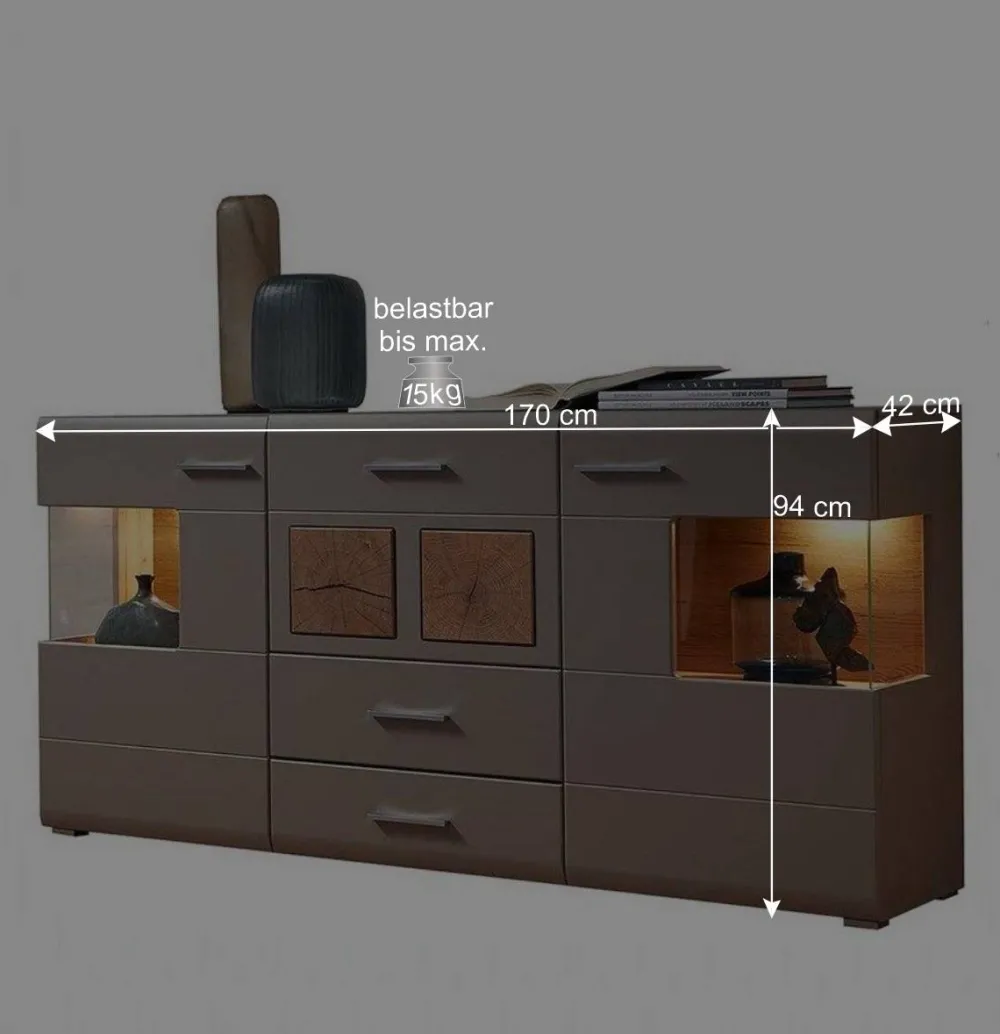 Wohnen Sideboards<Weißes Design-Sideboard mit Glas & LED - Lisepio