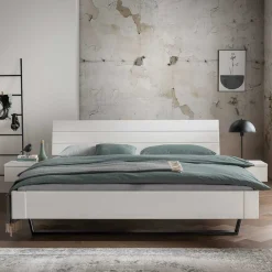 Wohnen Betten<Weißes Doppelbett aus Kiefer Massivholz - Lardias