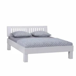 Wohnen Betten<Weißes Doppelbett Calicantas aus Buche Massivholz