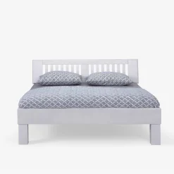 Wohnen Betten<Weißes Doppelbett Calicantas aus Buche Massivholz