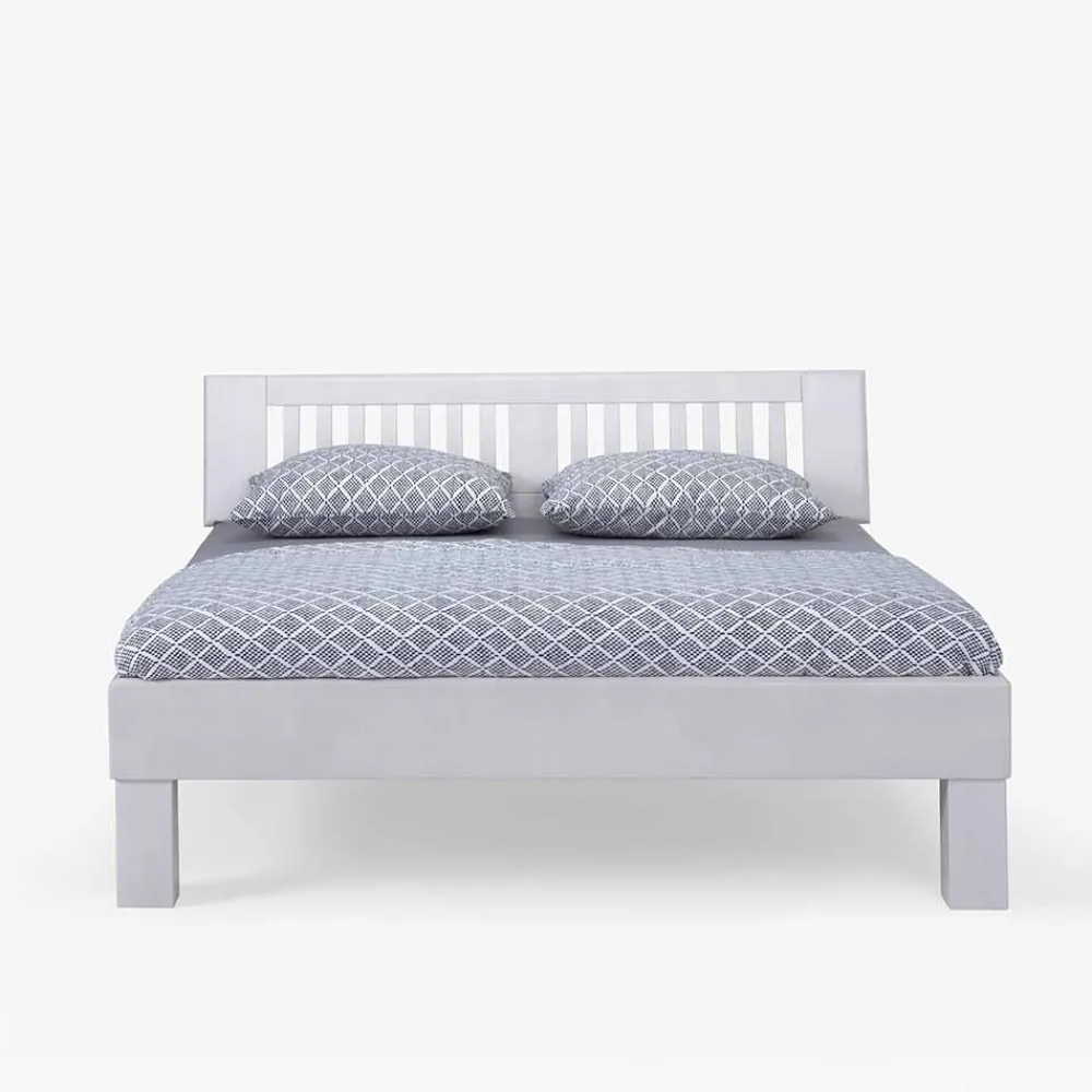 Wohnen Betten<Weißes Doppelbett Calicantas aus Buche Massivholz