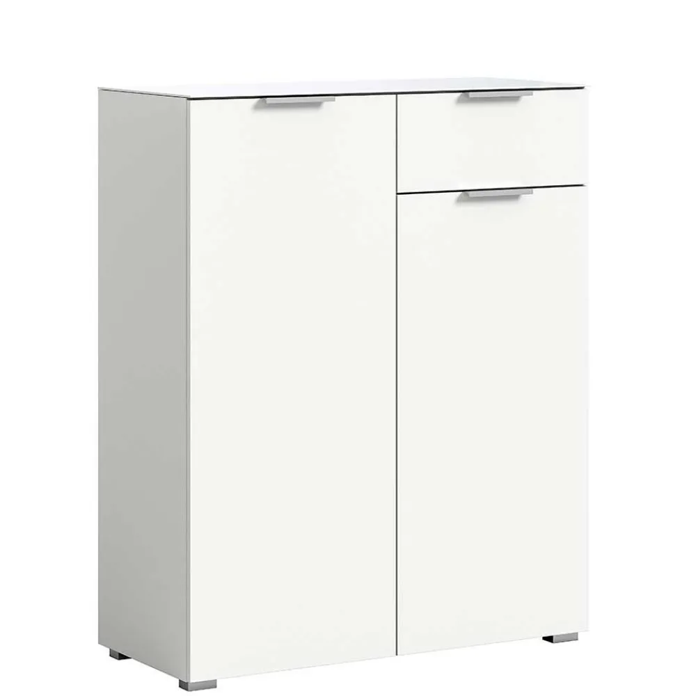 Wohnen Kommoden<Weißes Highboard mit zwei Türen und Schublade - Intiatos