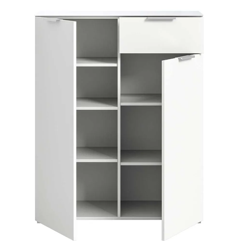 Wohnen Kommoden<Weißes Highboard mit zwei Türen und Schublade - Intiatos
