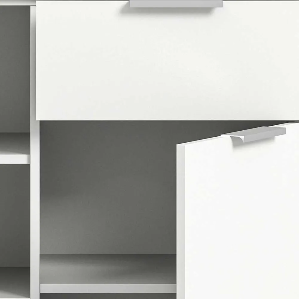 Wohnen Kommoden<Weißes Highboard mit zwei Türen und Schublade - Intiatos
